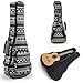 Hola! Music Heavy Duty CONCERT Ukulele Gig Bag (up to 24 Inch) with 12mm Padding and Shoulder Straps, Black&White