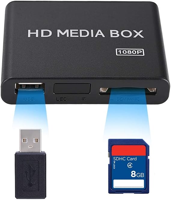 110-240V HDMI Media Player Mini 1080P Digital Player Box Support USB MP3 MMC SD MKV with Remote Control(US Plug)