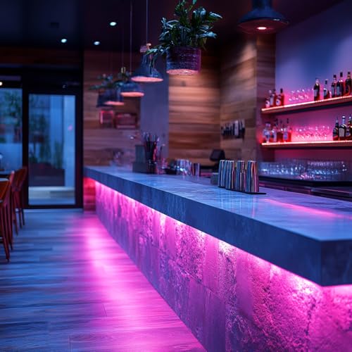 Image of LED Strip Lights 24V COB Purple 16.4ft (No Power Supply) | Super Bright, Dotless High Density 14W /m, 8mm Width Cuttable Flexible, Home DIY Commercial Decoration