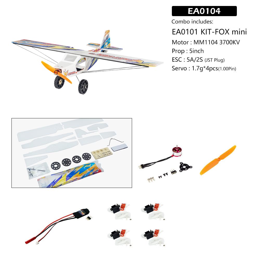 DIY RC Modellflugzeug EA01 Kit-Fox, 570 mm Spannweite, ultraleichtes EPP-Schaum-Flugzeug für Anfänger & Hobbyisten (PNP)