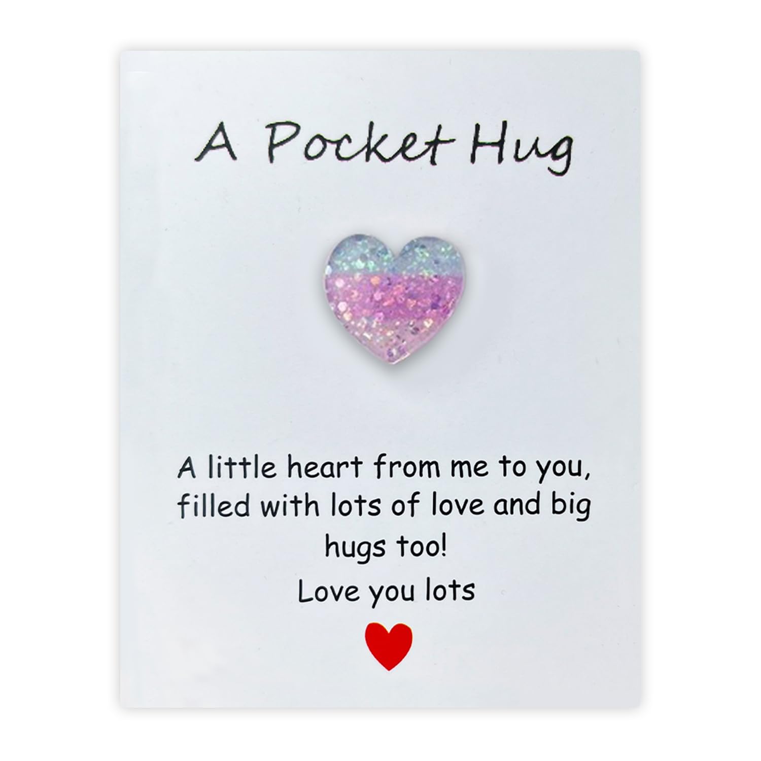 Pocket Hug Pink Blue Resin Token - Thinking of You & Good Luck Friendship Gift for Women & Best Friend, Boyfriend, Girlfriend