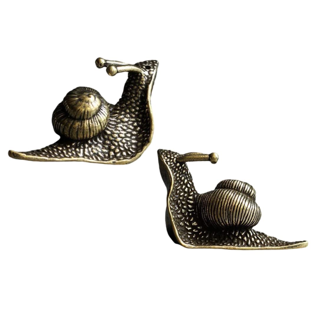 CAKEEYUM Snails Statue Retro Copper Snail Figurine Sculpture Decoration for Office Living Room 2PCS Miniature Fairy Garden Snail Metal Statue Figurine Sculpture Decoration Retro Copp