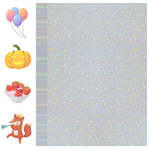 36 Sheets Holographic Sticker Paper Transparent Holographic Laminate Sheets