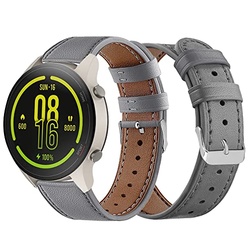 Armbänder Leder Uhrenarmband für Mi Watch/Xiaomi Watch S1 / Watch S1 Active Leder Armband für Herren Damen, Lederarmband mit Metallschnalle aus Edelstahl (grau,22mm) Cover