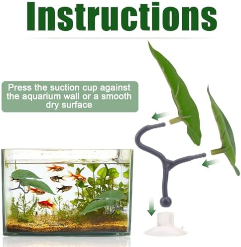 6pcs Double Layer Betta Leaf Hammock, Realistic Plastic Big & Small Leaf Fish Tank Decor with Suction Cups Branches Aquarium Plants for Betta Fish Resting Bed Spawning Ground - 4