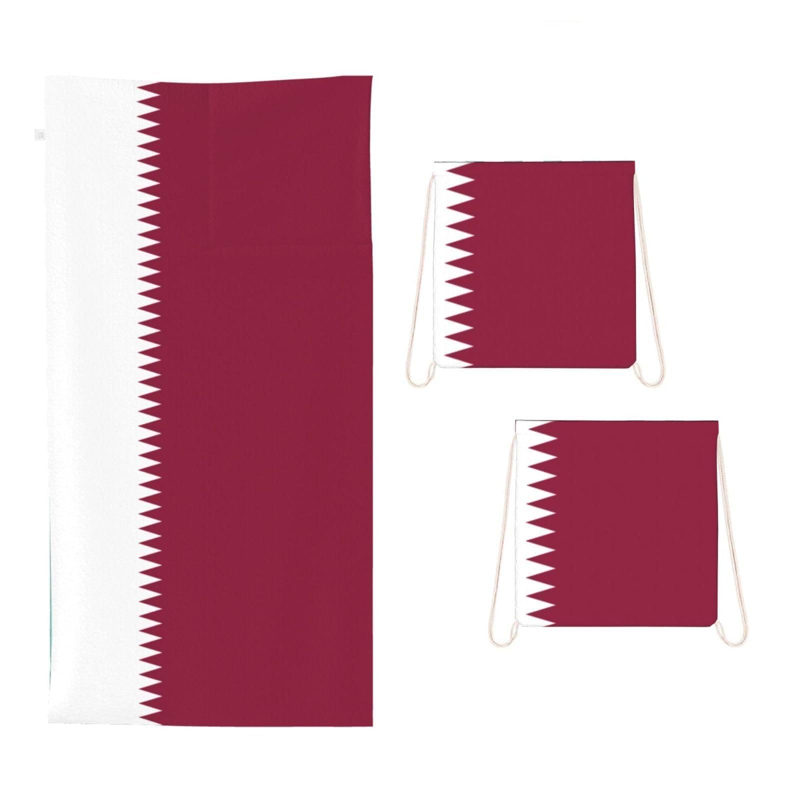 CNTDBU Qatar flag 2 in 1 Packable Towel Bag-Large Beach Towel with Stuff Sack, Super Absorbent Microfiber Travel Towel for Pool