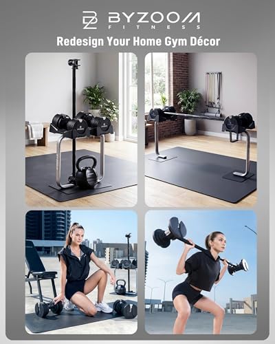 Image of BYZOOM FITNESS Pure Series Adjustable Dumbbell - 12.5 /25 /27.5 /50 /55 /75lb - ONE UNIT OR PAIR(check QTY before purchase) - 5-in-1 / 10-in-1 / 15-in-1 / 21-in-1 Flexible Hand Weights for Home Apartment Garage Gym, Strength Training & Fitness Workouts, White OR Black