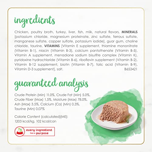 Image of Purina Fancy Feast Grain Free Pate Wet Kitten Food Gourmet Naturals White Meat Chicken Recipe - (Pack of 12) 3 oz. Cans
