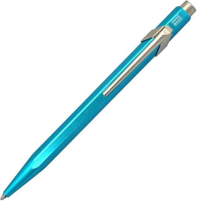 Caran Dache Ballpoint Pen, Turquoise, with Goliath Blue Medium Cartridge