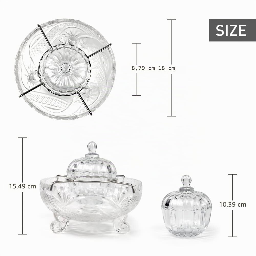Duebel Ensemble de service à caviar, bol en verre divisé et cuillères en nacre – Service pour caviar, refroidisseur de crevettes