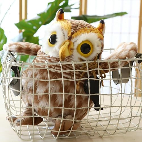 Image of Owl Soft Plush Stuffed Toy - 18 cm White & Brown Cuddly Animal for Kids, Boys & Girls - Birthday Gift