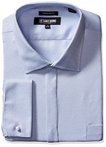 STACY ADAMS Men's Big-Tall Textured Solid Dress Shirt, Blue, 20