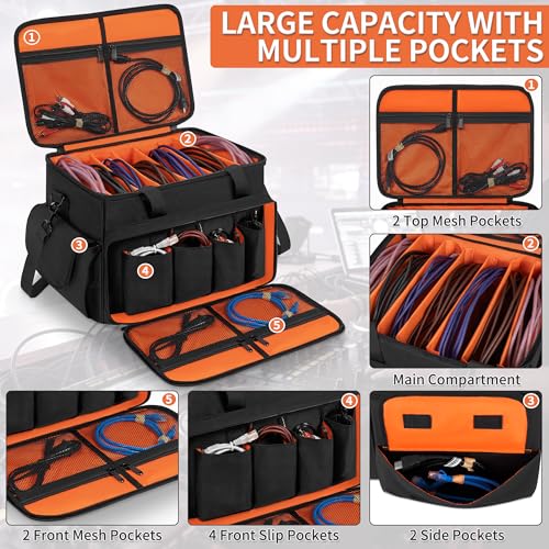 Image of IBVIVIC DJ Cable File Bag with 6 Detachable Dividers High Capacity Gig Cable Bag for Cords,DJ Gear,Sound Instrument and Accessories