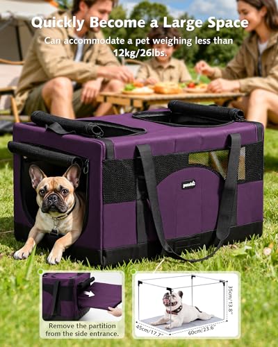 Image of Pecute Cat Carrier, Soft Double Pet Crate for 2 Cats Travel, Purple