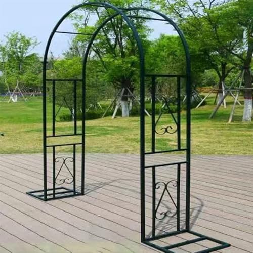 Wujgbnhg ガーデンアーチ ダークグリ 大型ローズアーチ 屋外 葡萄棚 ウェディング おしゃれフラワー アイアン アーチ 棚 パーゴラ バラアーチ結婚式 ガーデニング用品 つる植物 サポート つる性植物登山トレリス 多目的、庭 芝生 植物 ガーデニン