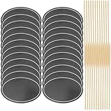 Homoyoyo 24 Stück Beschreibbare Käsemarker und Papier Schwarze Runde Buffet Etiketten für Hochzeiten Partys und Cupcakes Lebensmittelechte Lebensmittelmarkierungen