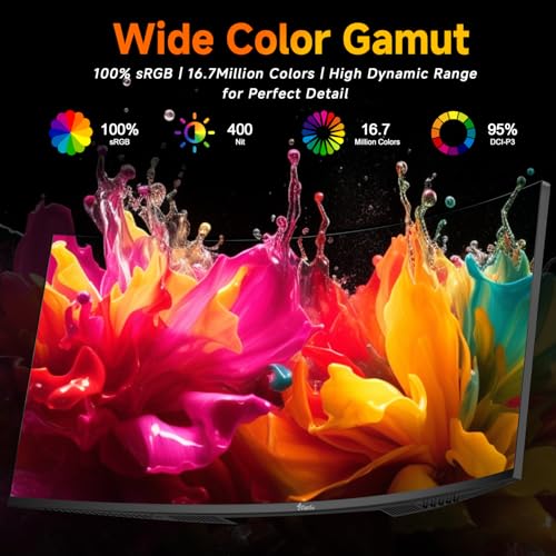 Image of 34 inch UWQHD 240Hz Curved Gaming Monitor,0.5ms FreeSync,95% DCI-P3,PIP /PBP | HDMI 2.1 DP 1.4 VESA 1500R Wrap-Around Depth 125% sRGB Factory Calibration Dual Stereo Speakers for gaming office
