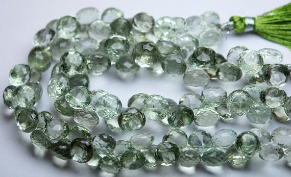 Green amethyst faceted onion perle améthyste verte naturelle 6mm briolette pour création bijou