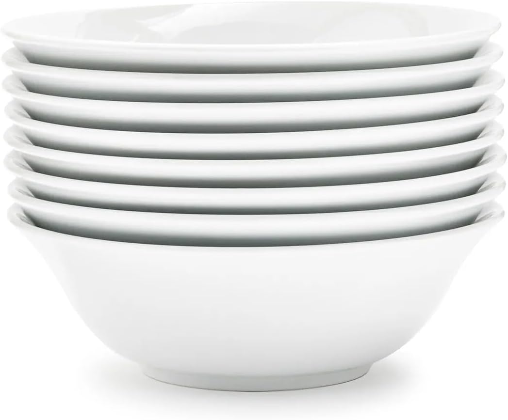 Bistro Cereal Bowl, White, Classic White Porcelain Cereal and Soup Bowl for Everyday Dining