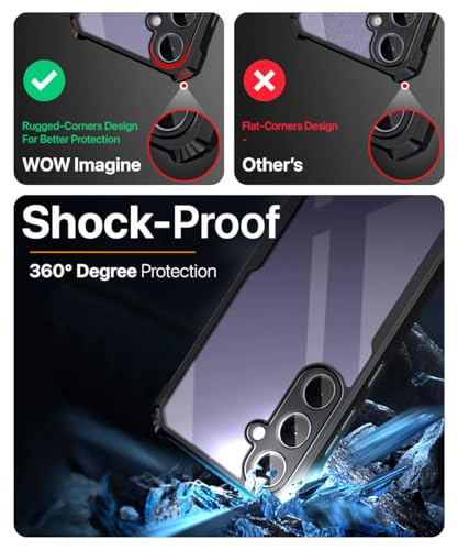 Image of WOW IMAGINE Shock Proof Clear Protective Back Case for Samsung Galaxy S24 Plus 5G - AirEDGE Technology | 360 Degree Camera Protection | Transparent Hybrid Back Case Mobile Cover - Black