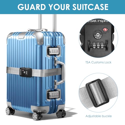 Image of Travel Inspira Luggage Straps for Suitcases with TSA Lock, Protect Your Luggage Anti-Burst, High Visibility Color, Easy to Identify Luggage Adjustable Heavy Duty Belt for 20-32 Inch Suitcases