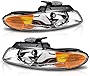 AUTOSAVER88 Headlight Assembly Compatible with 96-99 Dodge Caravan /Grand Caravan 96-99 Chrysler Town and Country 96-99 Plymouth Voyager /Grand Voyager Chrome Housing Dual (Not for Quad Models)