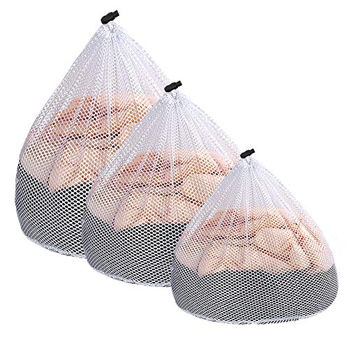 Meowoo 3Pcs Filet Linge Machine à Laver, Filet Linge avec Cordon de Serrage Sac a Linge Réutilisable Sac Filet Solide et Ddurable Sac à Linge pour Chemisier, sous-vêtements, Soutien-Gorge et Lingerie Cover