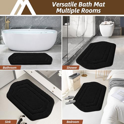 COSY HOMEER Bathroom Mat Rugs 20”x32” Non-Slip Absorbent Bath Mat Plush Shaggy Machine Washable Bath Rugs Soft Polyester Bath Mats for Bathroom Floor,Tub and Shower,Black by COSY HOMEER - Image 7