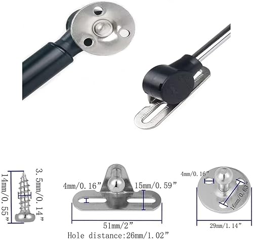 Miniatura 3 de Soporte de gas de 30N7 libras, bisagra de puerta de gabinete, soporte de elevación de seguridad, soporte de cierre suave y amortiguación, cabeza de