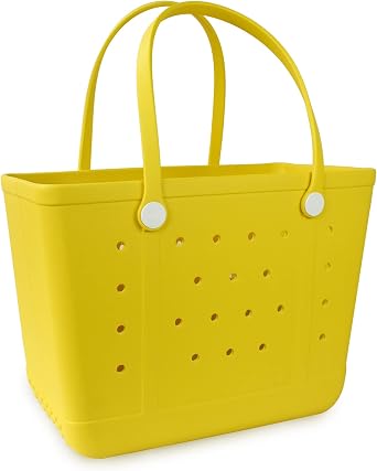 X Large Beach Bag Rubber Tote Bag for Women with Zipper Pocket | Waterproof Washable Rubber Beach Tote Bag, Tote Travel Bag for Pool Travel & Everyday Essentials