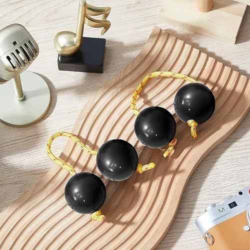 2 Pairs Koshkash rhythmic single-hand ball percussion instruments, authentic African rhythmic shakers from Aslatua, they make a fantastic gift for beginners and music lovers (B*4pcs)
