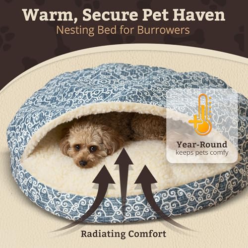 Image of Snoozer Cozy Cave Dog Bed, Round Covered Dog Bed, Ramey Oxford (S)