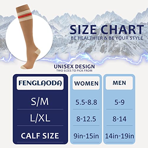 Image of fenglaoda 8 Pairs Compression Socks for Men & Women 20-30 mmHg Knee High Nurse Pregnant Running Medical and Travel Athletic