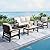 SUNSHINE VALLEY HDPE Outdoor Patio Furniture 4-Piece Set, All Weather Modern Patio Conversation Sets with Wood-grain Extended Table, Outdoor Patio Couch Set, Black Frame with Beige 4.7" Thick Cushions