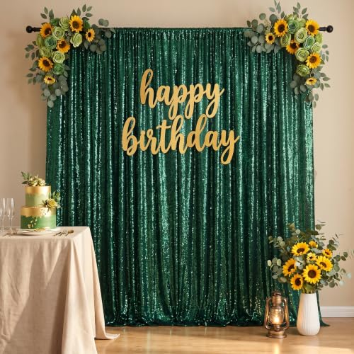 Image of Green Sequin Backdrop Curtains,6 Panels 2FTx8FT Curtain Backdrop for Party | Sequin Fabric Glitter Party Backdrop Shimmer Party Decorations for Christmas Wedding Birthday Anniversary Photo Booth Decor
