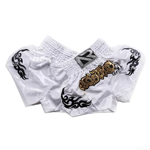 Pantalón corto de kickboxing con cintura elástica para entrenamiento de MMA y Muay Thai Unisex Blanco Talla M