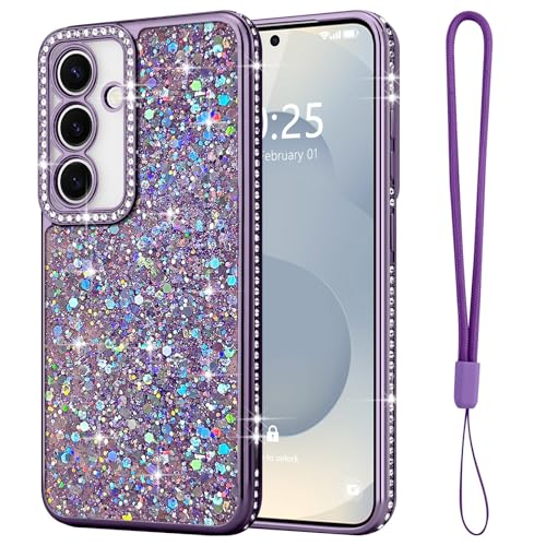 Lafunda for Samsung Galaxy S25 Case Glitter, Luxury Shiny Bling Sparkly Bumper Cover with Crystal Diamonds for Women Girls Soft Shockproof Protective Phone Case for Samsung Galaxy S25 6.2