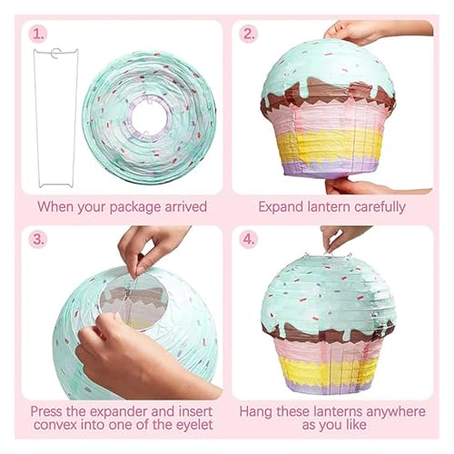 Lanternes en papier décoration anniversaire pour cupcake blanche