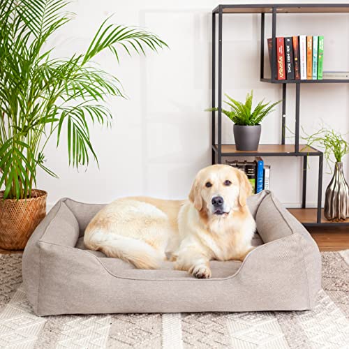 PillowPrim Cama para perros, muebles para animales, cama para gatos, funda extraíble, tumbona para perros, plazas de dormir, sofá para perros grandes, canasta, lavable, beige, XXL: 110 x 90 cm Cover