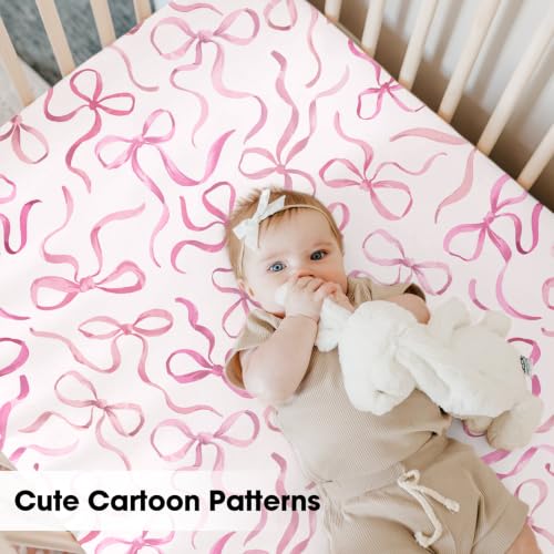 Image of Bimocosy Pack and Play Sheets 4 Pack, 38 inch x 26 inch Mini Crib Sheets for Girls | Breathable & Snug Fit, Soft Sheets for Boys & Girls, Perfect for Pack and Play, Nursery & Daycare
