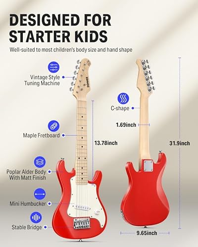 image for Donner 30 Inch Kids Electric Guitar Beginner Kits ST Style Mini Electr