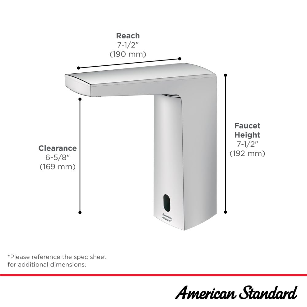 American Standard Paradigm Selectronic 7037205.243 - Grifo sin contacto, funciona con pilas con mezcla por encima de la cubierta, 0.5 GPM, negro mate