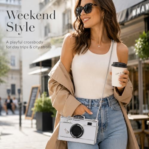 Image of QZUnique Women's Camera Shaped Casual Cross body Shoulder Handbag Purse