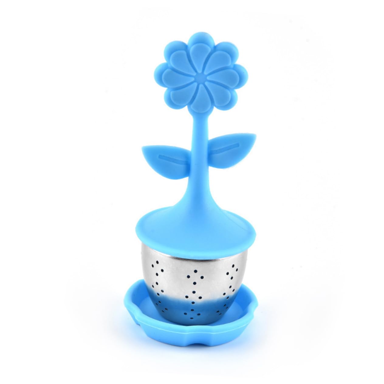 PRETYZOOM 2pcs Flower Shape Tea Strainer Stainless Steel Silicone Tea Filter Unique Kitchen Supplies for Home Herbs Spices Blue Silver
