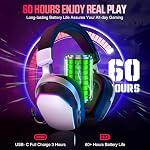 Casque de jeu sans fil pour PS5 PS4 PC Switch Mac, RGB Casques avec 7.1 Son surround, Bluetooth 5.4, 60H Batterie, antibruit Mic & 50mm Conducteurs
