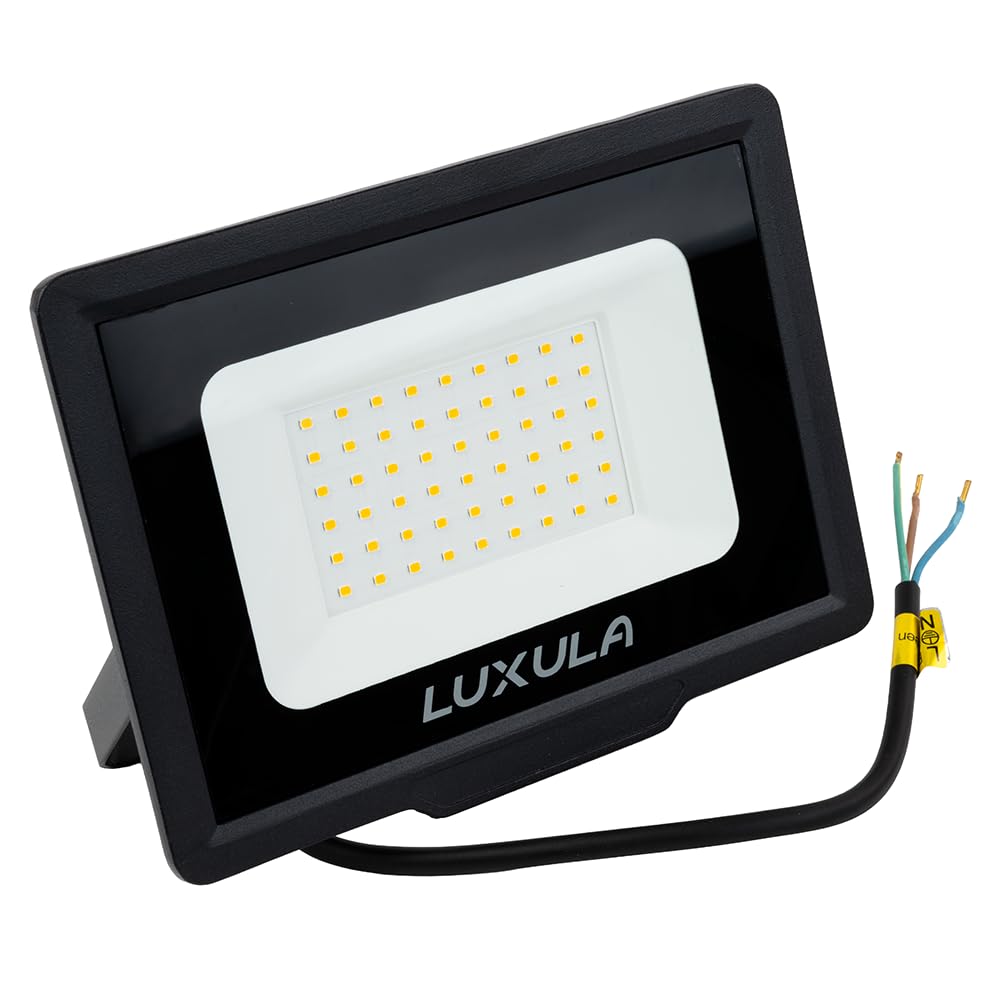 LUXULA LED Strahler Außen Lichtfluter 50 W, 3000 K, 5000 lm, IP65, IK06, Schwarz