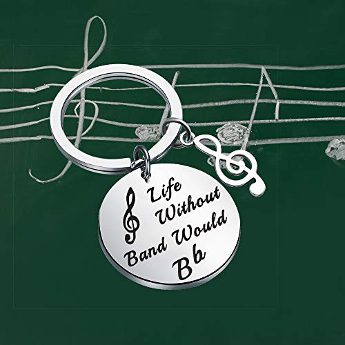 Bekech Music Gifts Life Without Band Would B Flat Keychain With Musical Note Charm Treble Clef Jewelry Gift For Musician Music Teacher Music Lover (Silver) #TOP6