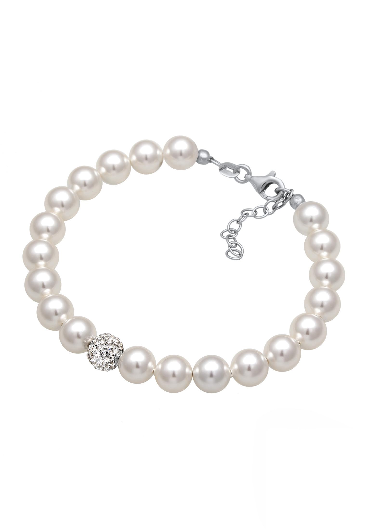 Elli Pulsera Mujer Elegante con Perlas y Cristales de Swarovski en Plata de Ley 925