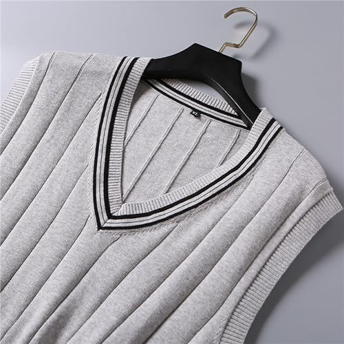 Maiyifu-GJ Men's Slim Knitted Pullover Sweater Solid Color Sleeveless Casual Knitwear Plain Cotton Comfy Vest3