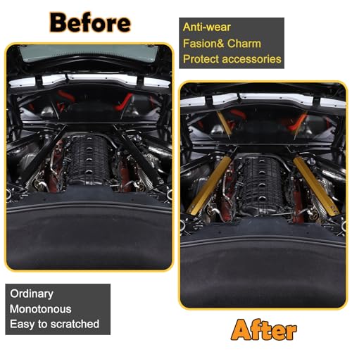 Image of CHEAYAR Engine Bay Panel Cover Compatible with Chevrolet Corvette C8 2020-2023, Engine Shroud Cover Panel Trims, C8 Accessories 2PCS (Engine Rod - Yellow)